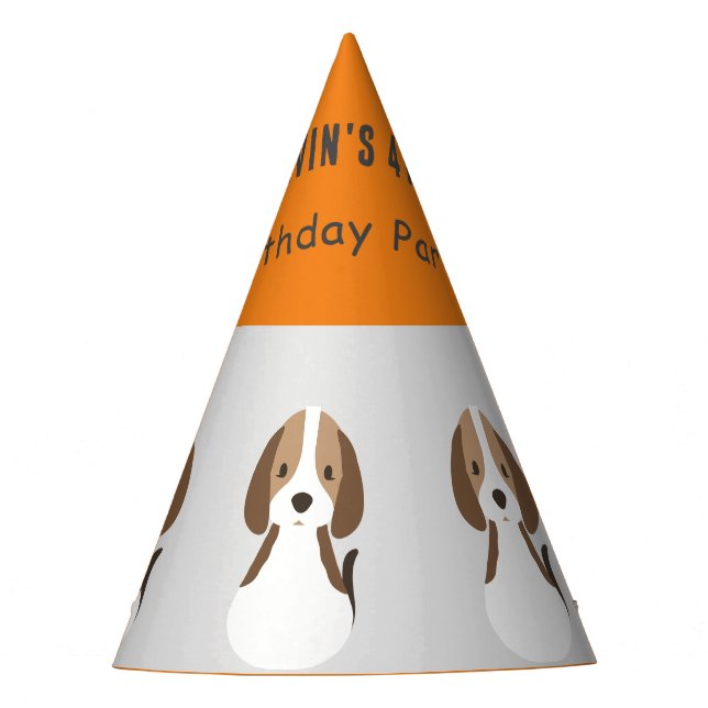 Chapéu De Festa Nome personalizado moderno para crianças de cão bo (Frente)