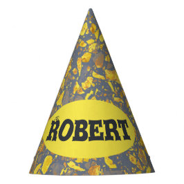 Chapéu De Festa Nome Personalizado Padrão Dourado Terrazzo Moderno