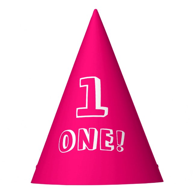 Chapéu De Festa Número personalizado rosa-quente bonito, número de (Frente)