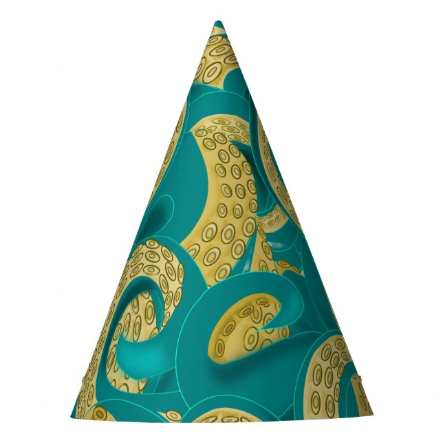 Chapéu De Festa Octopus Art - Tentáculos - Desenho Migrado  (Frente)