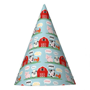 Chapéu De Festa Oink Baa Moo Barn Fazenda Birthday Kids