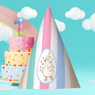 Chapéu De Festa One Silly Goose First Birthday Pastel Watercolor