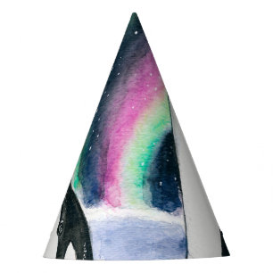 Chapéu De Festa Orca Whales Galaxy Lights Norte Watercolor