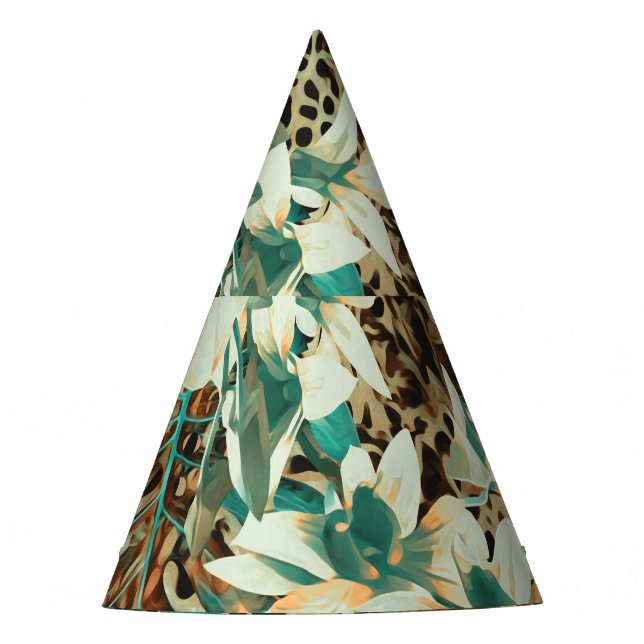 Chapéu De Festa Orquídeas - Ilustração Sem Costura Floral (Frente)