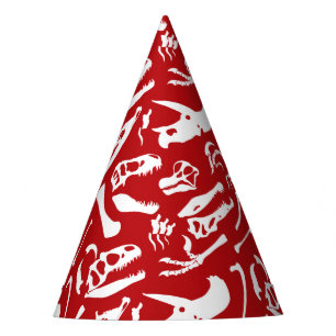 Chapéu De Festa Ossos de dinossauro (vermelhos)