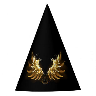 Chapéu De Festa Ouro Angel Wings sobre fundo preto