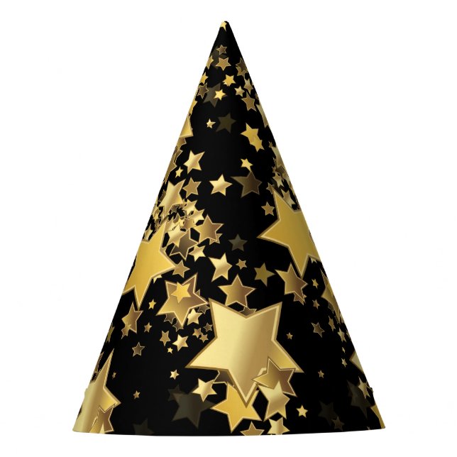 Chapéu De Festa Ouro Stars Party Hat-Black (Frente)