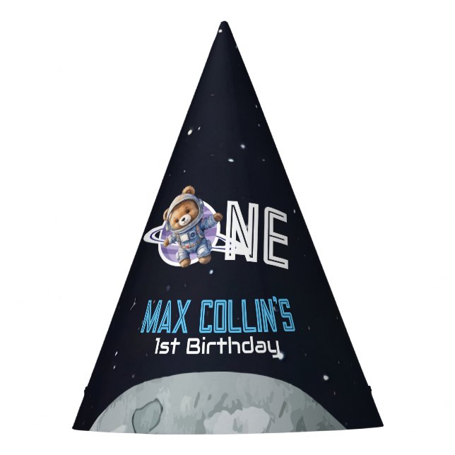 Chapéu De Festa Outer Space Astronaut 1st Birthday (Frente)