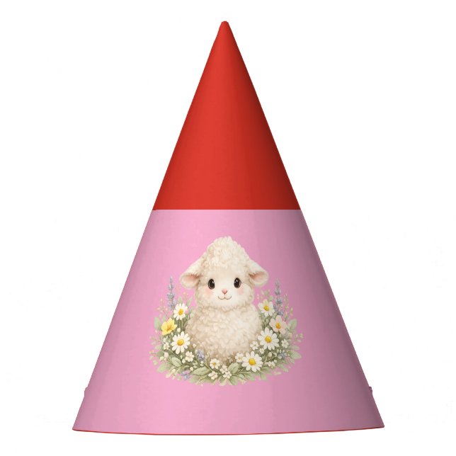 Chapéu De Festa Ovelhas Caprichosas e Flores Silvestres para um Ch (Frente)