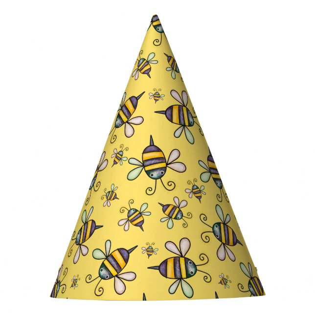 Chapéu De Festa Padrão de Abelha  (Frente)
