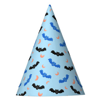 Chapéu De Festa Padrão de Aniversário Infantil Azul Pastel Morcego