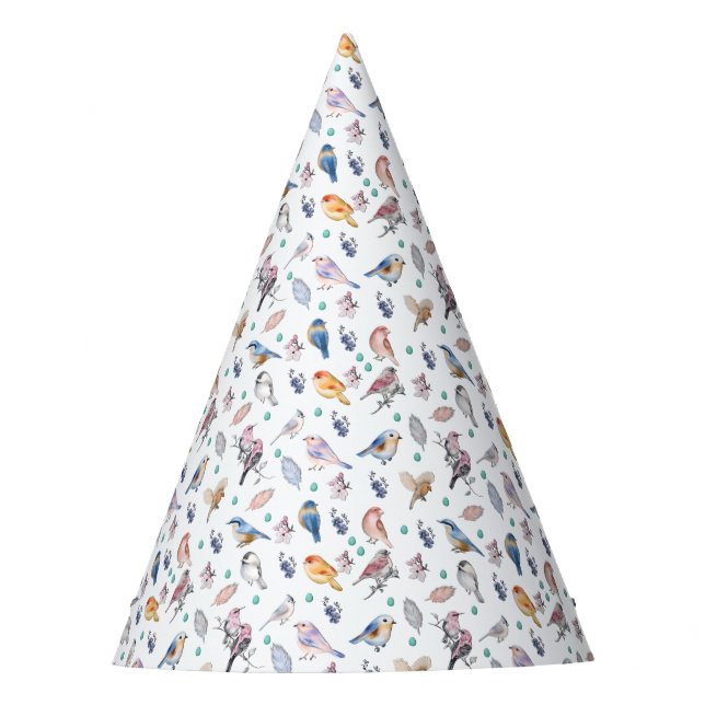 Chapéu De Festa Padrão de Aves de primavera (Frente)