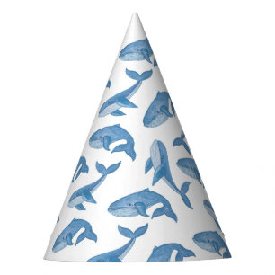 Chapéu De Festa Padrão De Baleias Azuis De Kawaii.