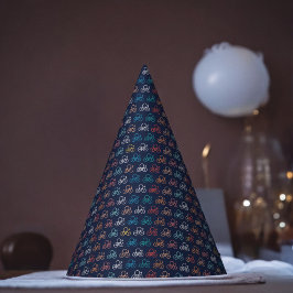 Chapéu De Festa Padrão de Cartoon de Bicicleta