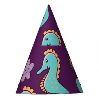 Chapéu De Festa Padrão de Cavalo Marinho Náutico Vintage