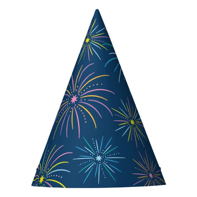 Chapéu De Festa Padrão de Celebração de Ano Novo - Azul (Frente)