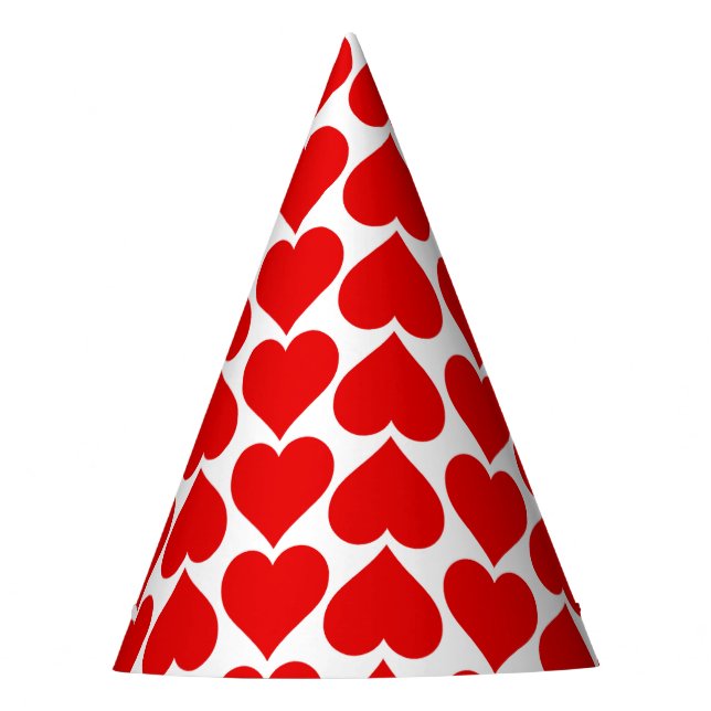 Chapéu De Festa Padrão de Coração Vermelho, Romântico, Amor (Frente)