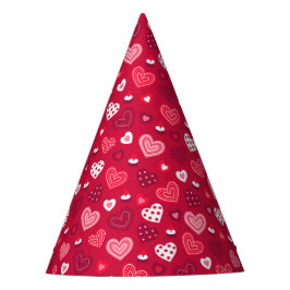 Chapéu De Festa Padrão de corações de São Valentim vermelhos e bra