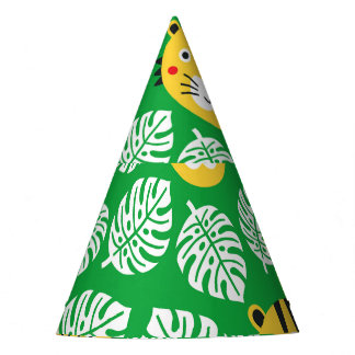 Chapéu De Festa Padrão de Crianças Tigre de Folhas Tropicais