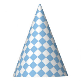Chapéu De Festa Padrão de Diamante Xadrez Branco Azul