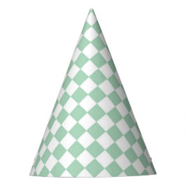 Chapéu De Festa Padrão de Diamante Xadrez Verde Branco