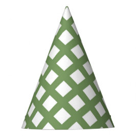 Chapéu De Festa Padrão de Diamante Xadrez Verde Branco