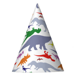 Chapéu De Festa Padrão de Dinossauro Colorido (Claro)