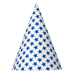 Chapéu De Festa Padrão de Estrelas Azuis no Tema de Bandeira White