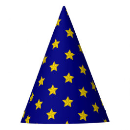 Chapéu De Festa Padrão de estrelas Douradas, Marinho azul, exclusi