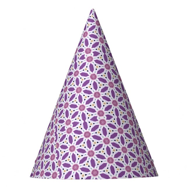 Chapéu De Festa Padrão de Estrelas Roxas (Frente)