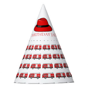 Chapéu De Festa Padrão de Festa do Caminhão de Bombeiros Vermelho