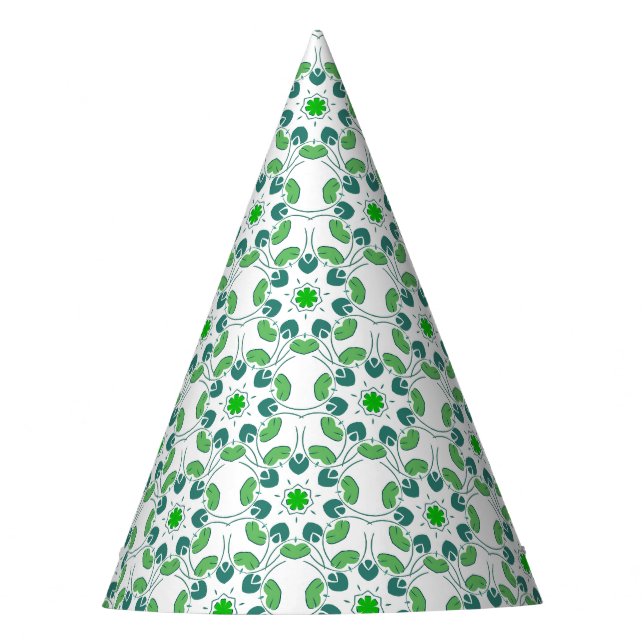 Chapéu De Festa Padrão De Folha, Padrão De Folhas, Folhas Verdes (Frente)