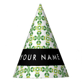 Chapéu De Festa Padrão de Folhas, Folhas Verdes, Seu Nome