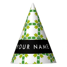Chapéu De Festa Padrão de Folhas, Folhas Verdes, Seu Nome