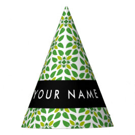 Chapéu De Festa Padrão de Folhas, Folhas Verdes, Seu Nome