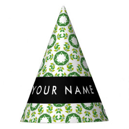 Chapéu De Festa Padrão de Folhas, Folhas Verdes, Seu Nome
