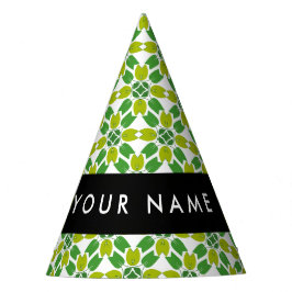 Chapéu De Festa Padrão de Folhas, Folhas Verdes, Seu Nome