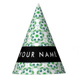 Chapéu De Festa Padrão de Folhas, Folhas Verdes, Seu Nome