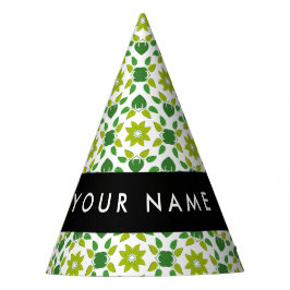 Chapéu De Festa Padrão de Folhas, Folhas Verdes, Seu Nome