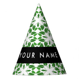 Chapéu De Festa Padrão de Folhas, Folhas Verdes, Seu Nome
