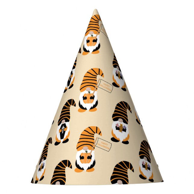 Chapéu De Festa Padrão De Gnomos, Gnomos Halloween Trick Ou Tratat (Frente)