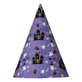 Chapéu De Festa Padrão de Halloween ilustrado com roxo
