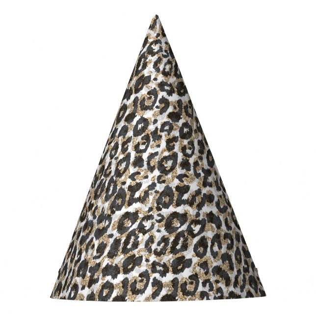 Chapéu De Festa Padrão de impressão de leopardo-de-ouro elegante (Frente)
