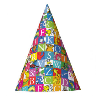 Chapéu De Festa Padrão de Letra Colorida ABC do Dr. Seuss