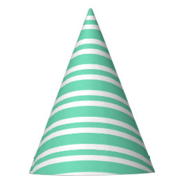 Chapéu De Festa Padrão de Listras Brancas Aquamarine