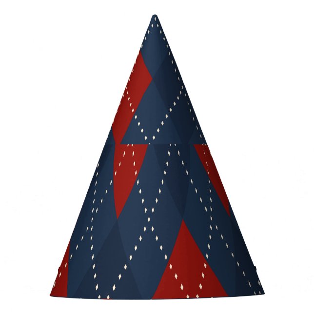 Chapéu De Festa Padrão de Natal Real Blue Argyle (Frente)