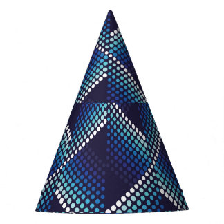 Chapéu De Festa Padrão de Onda Geométrica dos Tons Azuis