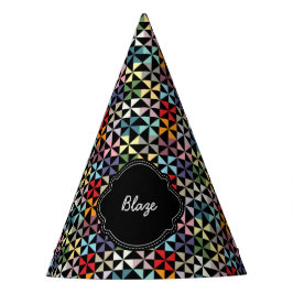 Chapéu De Festa Padrão de PinWheel de Nome Personalizado Preto