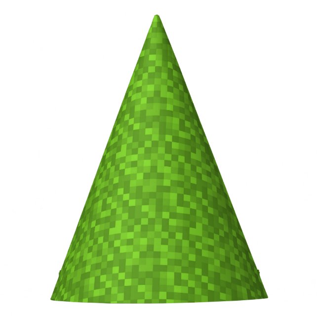 Chapéu De Festa Padrão de Pixel Verde Retro Jogos 8-Bit (Frente)