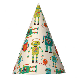 Chapéu De Festa Padrão de retrorobôs coloridos